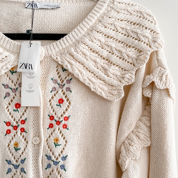 Zara Sweaters - Zara Embroidered Cardigan